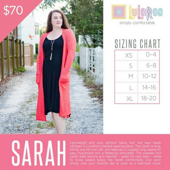 LuLaRoe Red Long Sleeve Sarah Duster Cardigan Sweater XS - Picture 6 of 6